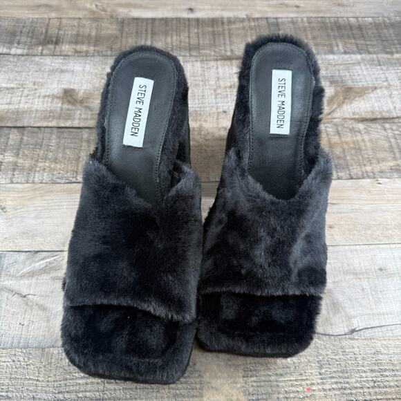 Steve Madden Chunky Faux Fur Heels Size 9.5M - Picture 8 of 8